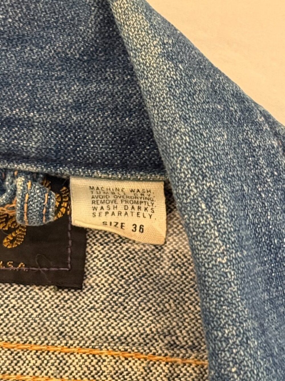VINTAGE 70s WRANGLER BLUE DENIM JACKET MENS 36 S 36"x21" ROPE TAG MADE IN USA - Picture 9 of 16